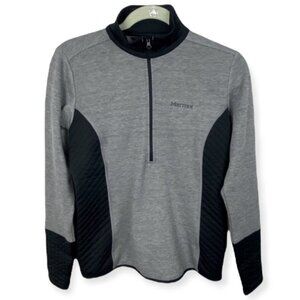 Marmot Quarter Zip Pullover Sweater Black Grey Size Small Stretch Quilted Jacket